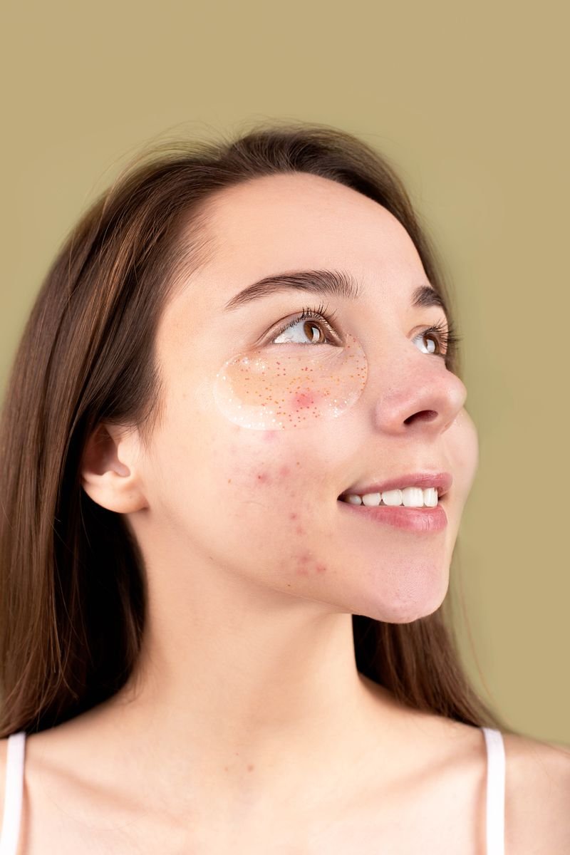 Woman wearing a skincare patch on her face