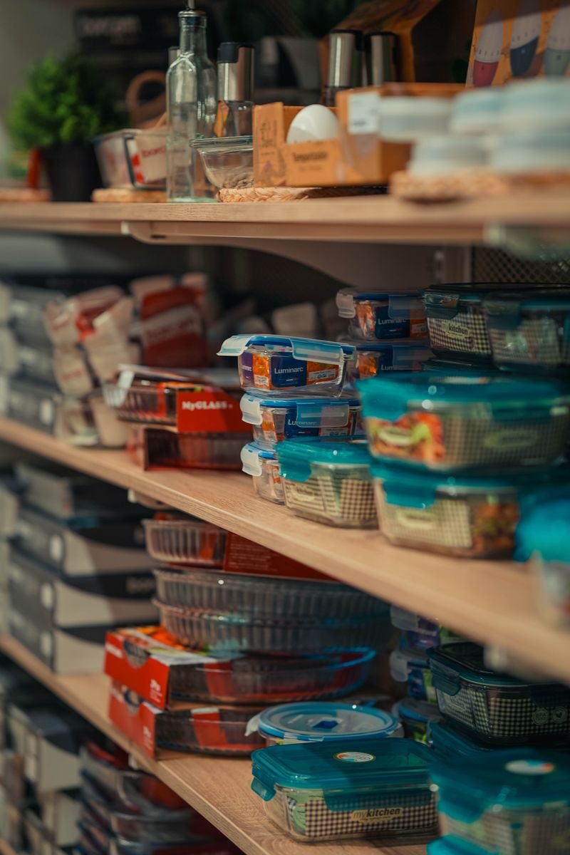 Organised kitchen pantry with food storage containers